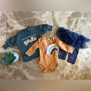 PL Baby Rainbow Matching set With Green Sweatshirt